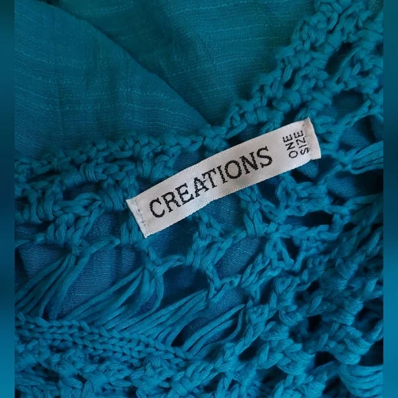 Swimsuit Coverup Batwing Sleeves Crochet Lace Edging Resort Vacay Beach Vacation - Picture 8 of 10